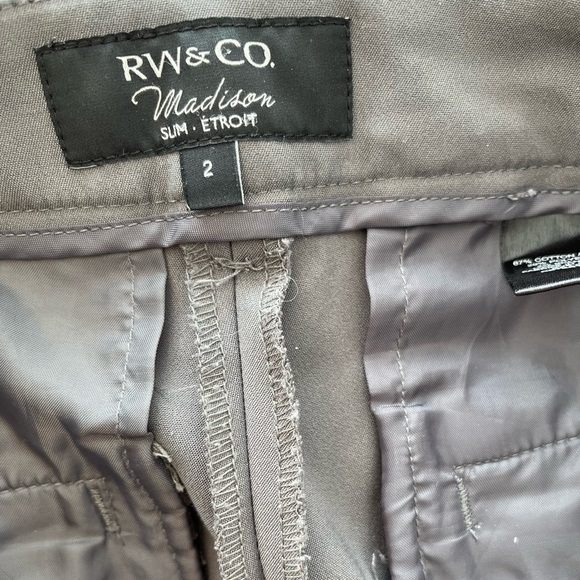 RW&CO office work Gray Slim Fit Dress Pants size 2 - Picture 5 of 5